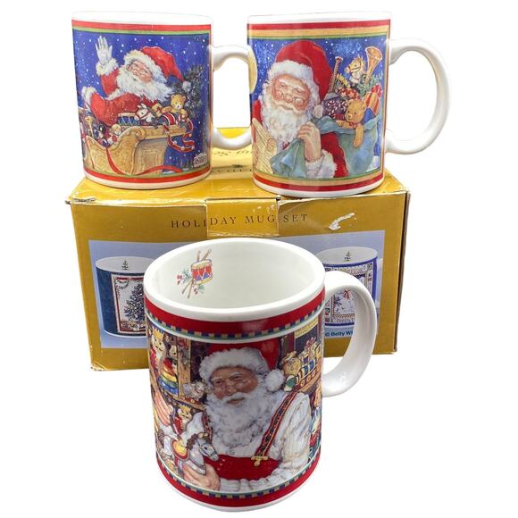 3 Mugs Vtg JC Penney 1999 Holiday Christmas Mug Set Betty Whiteaker United Way - Picture 1 of 6